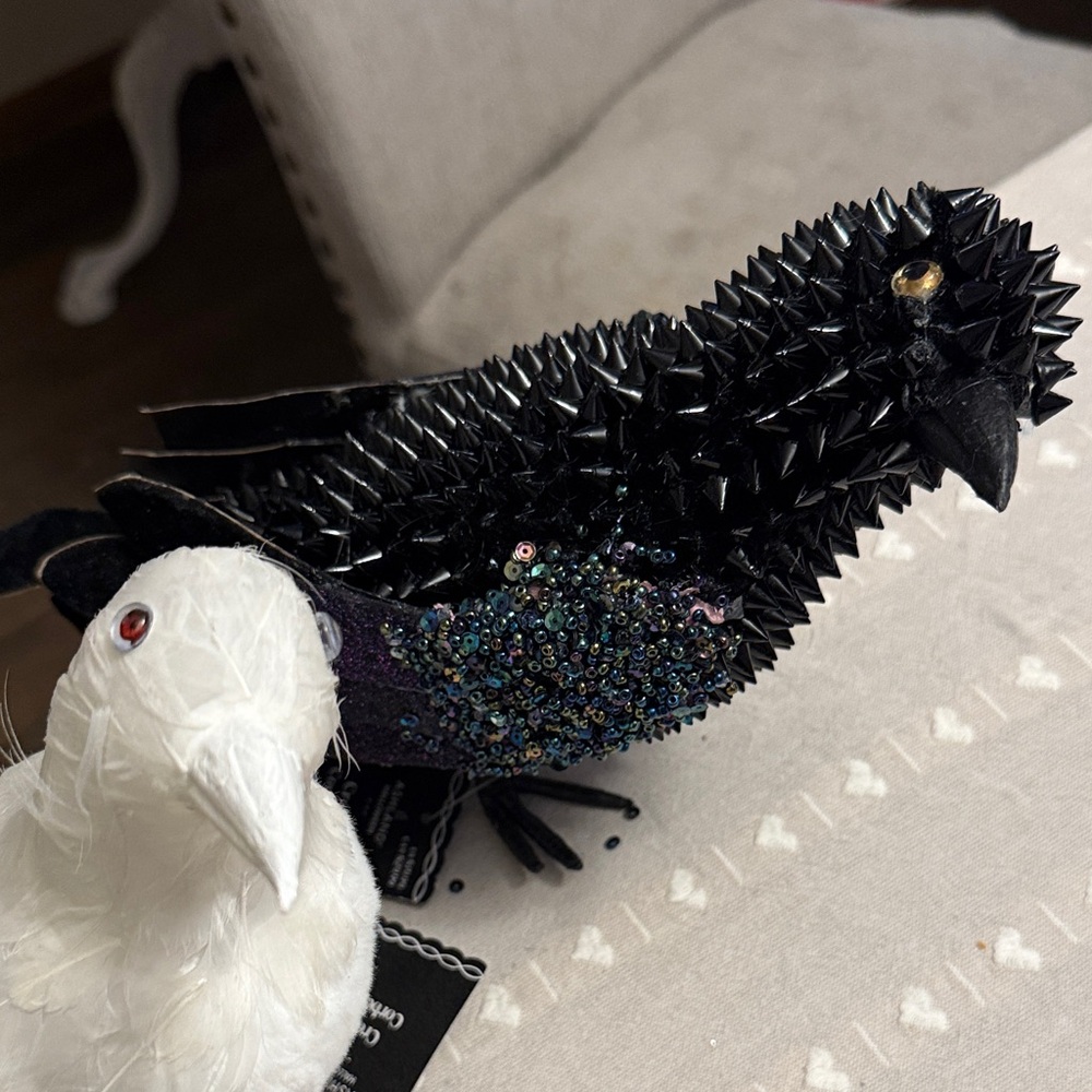Ashland Black Spiked Decorative Crow with Iridescent Sequin Accent bundle new